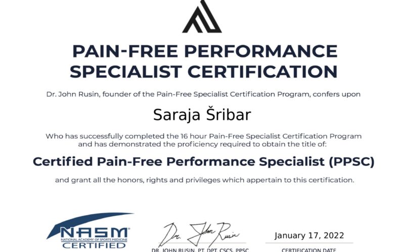 Certified Pain-Free Performance Specialist